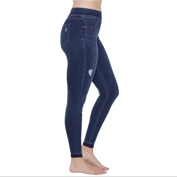 SPANX Pants - SPANX Denim Skinny Jeans Pants Raw Hem Pull On Medium Wash Denim 18511 XSmall